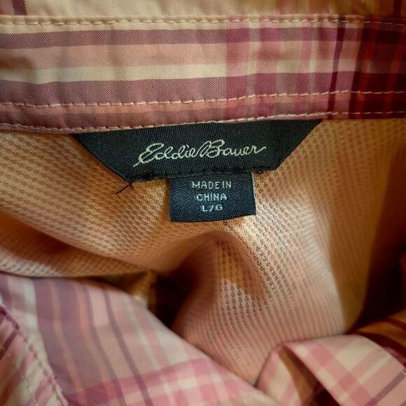 Eddie Bauer Women's Pink Poly/Nylon Plaid Short Sleeve Button Down Adventure Shi - Picture 12 of 13